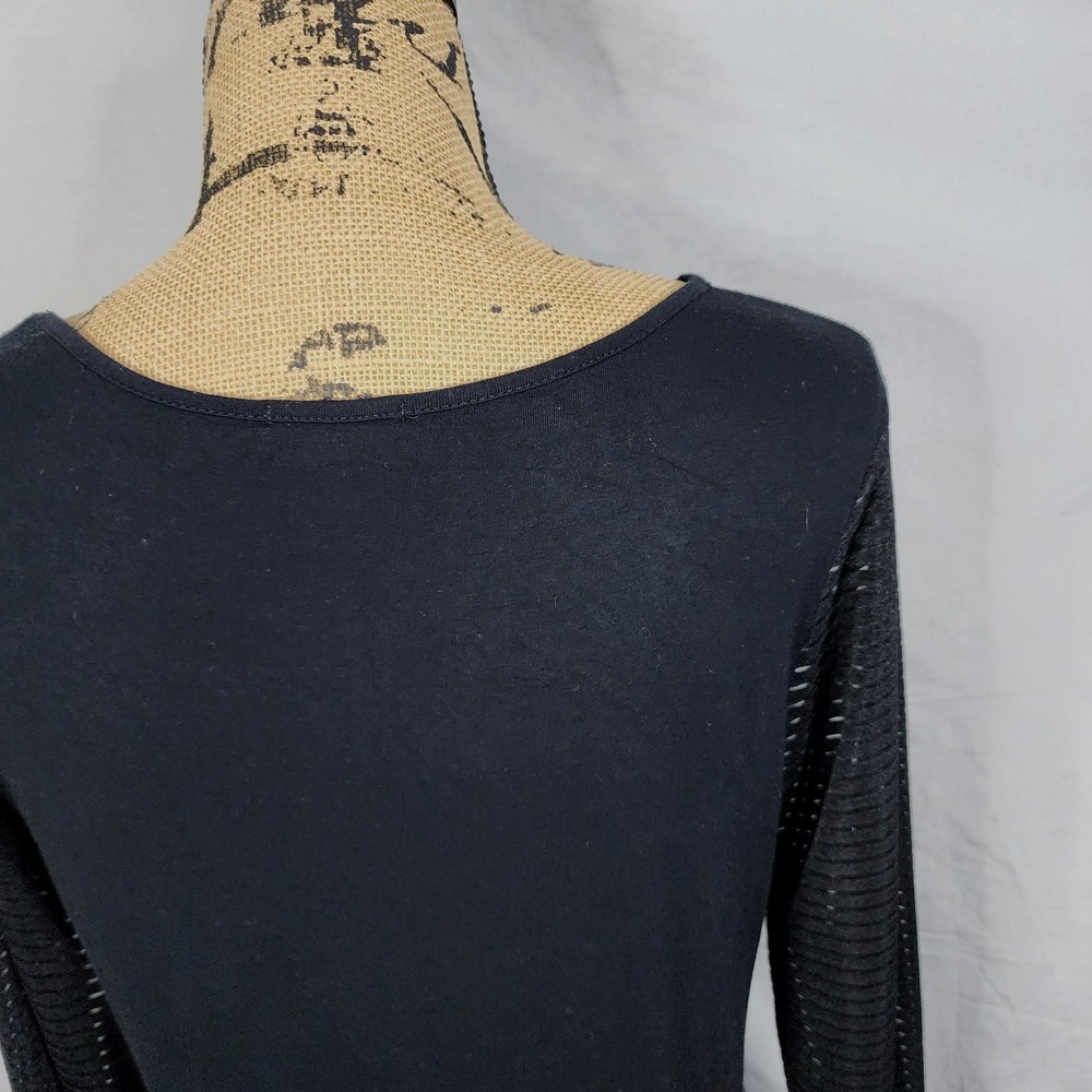 ASOS CURVE Size 18 Black Viscose Knit Sheer Ribbed Long Sleeve Sweetheart‎ Dress - Picture 8 of 12